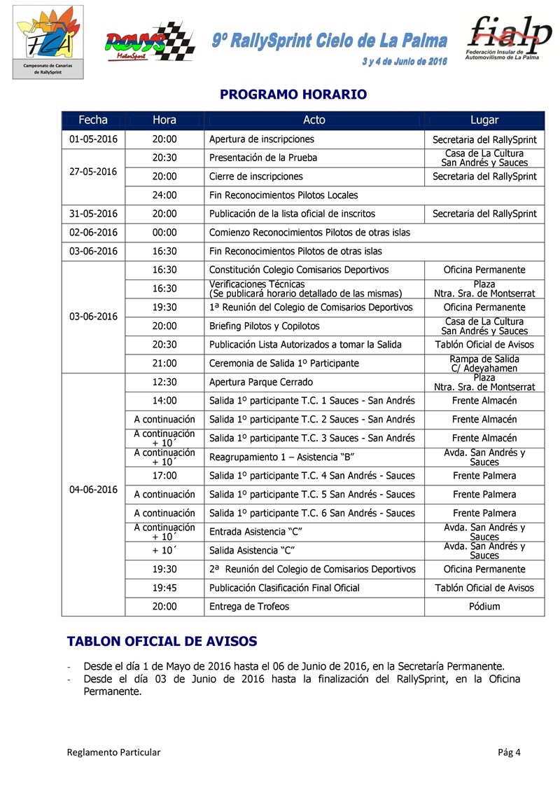 Horario del Rally Cielos de La Palma.