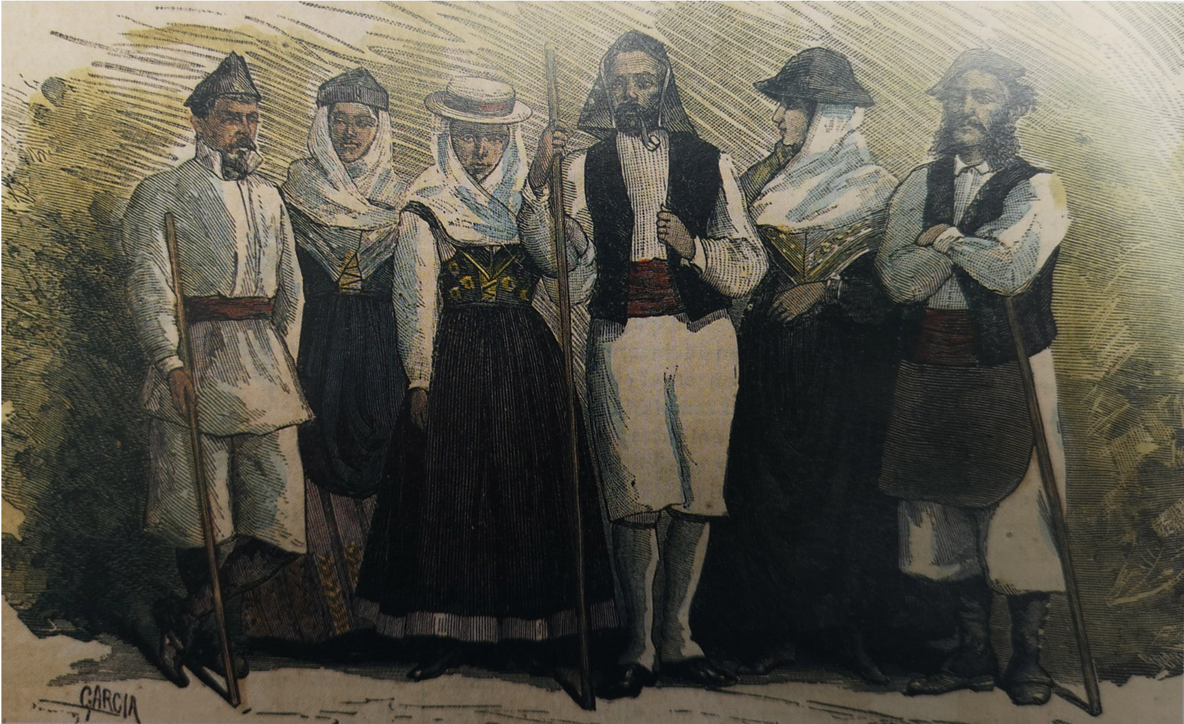 Grupo de campesinos de La Palma. Siglo XIX.