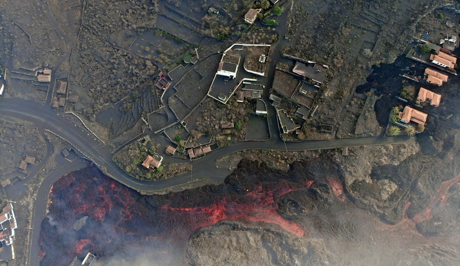 Imagen de hoy de la colada a vista de dron.