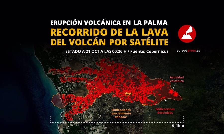 21-10-2021 Mapa recorrido de la lava del volcán de La Palma a 21 de octubre SOCIEDAD  EPDATA