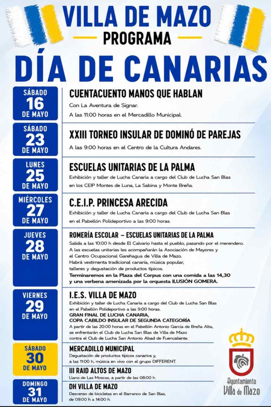 Programación Villa de Mazo Día de Canarias