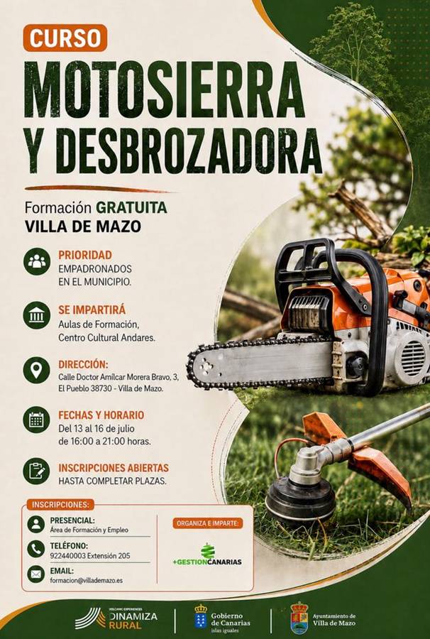 Cartel curso motosierra y desbrozadora